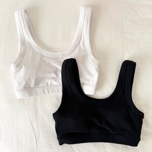 ALO - Ribbed Wellness Bras Set of 2 Black/White, Size M